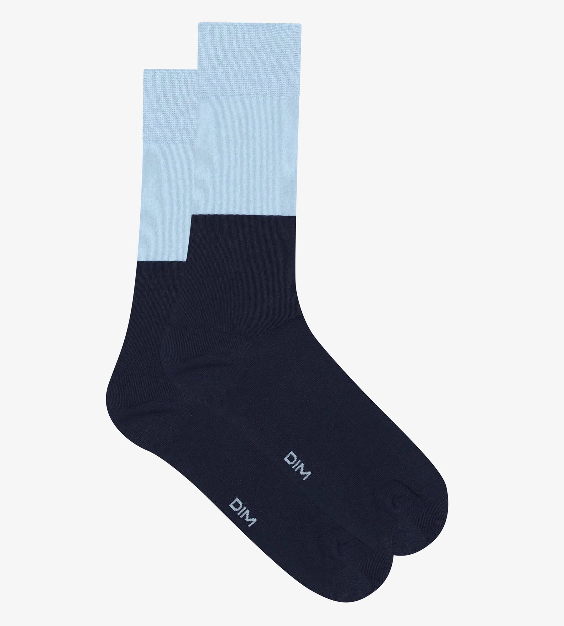 Men's colorblock cotton socks Navy and Blue Dim Fashion