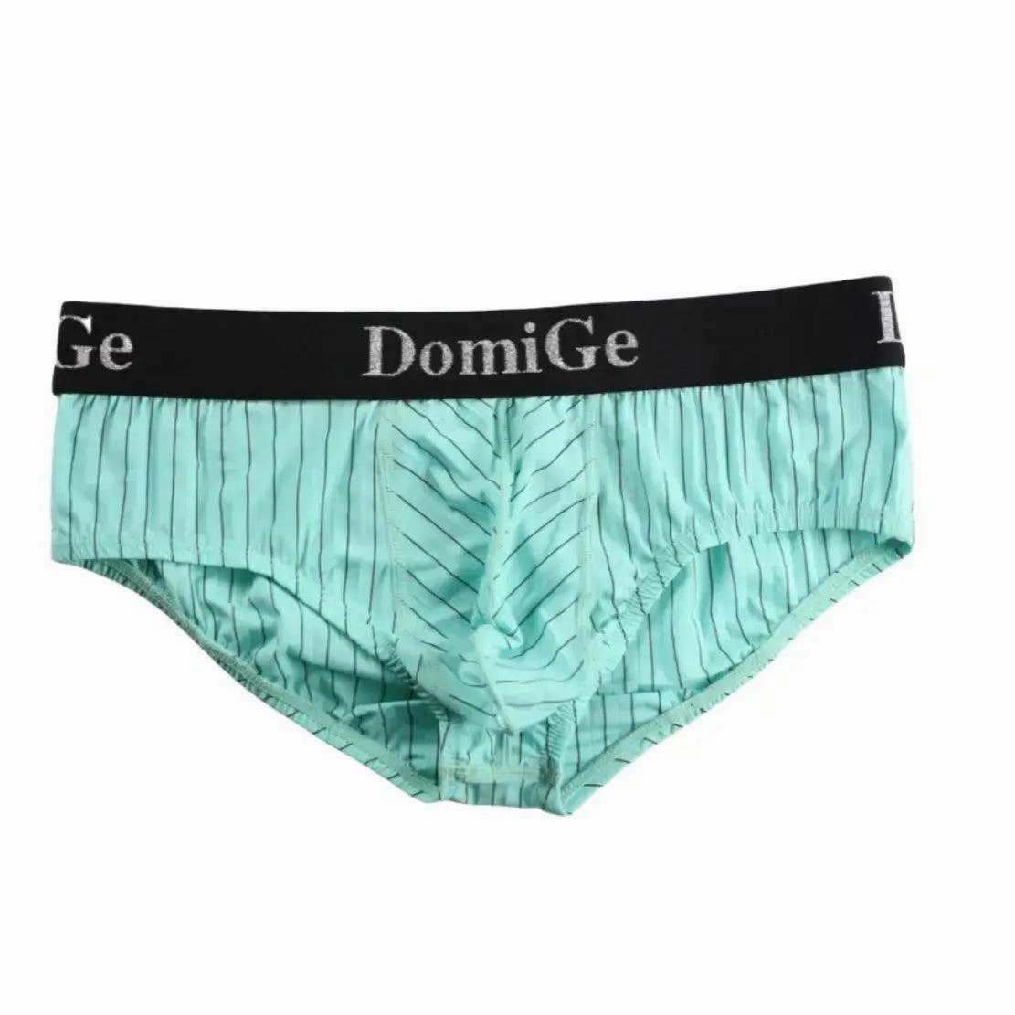 Men's Ice Silk Striped Mid-Waist Trunks Pouch Male Underwear