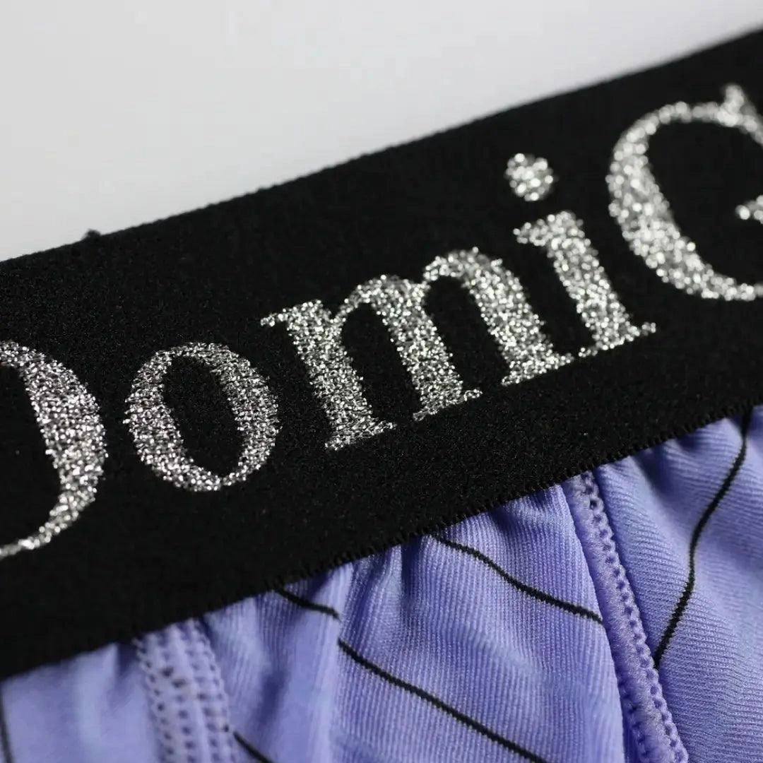 Men's Ice Silk Striped Mid-Waist Trunks Pouch Male Underwear