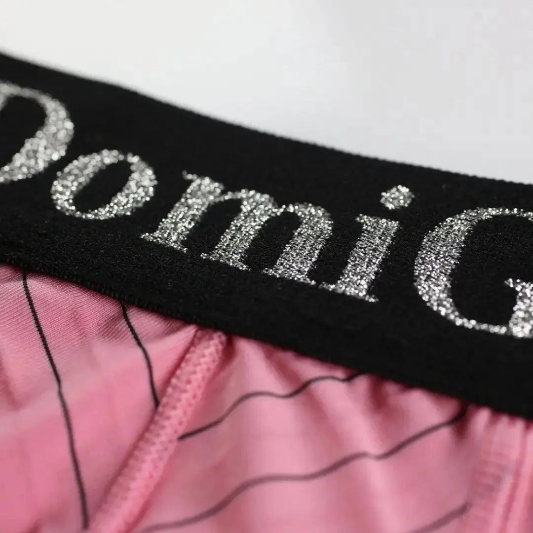 Men's Ice Silk Striped Mid-Waist Trunks Pouch Male Underwear