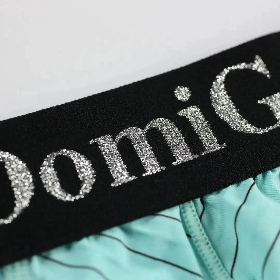 Men's Ice Silk Striped Mid-Waist Trunks Pouch Male Underwear