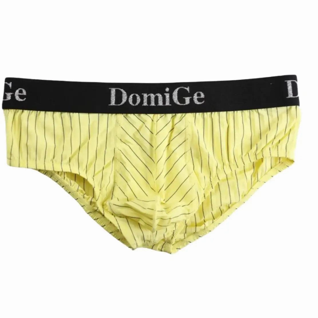 Men's Ice Silk Striped Mid-Waist Trunks Pouch Male Underwear