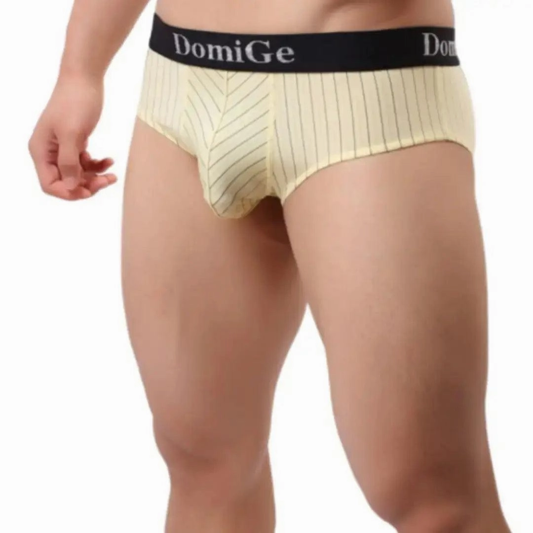Men's Ice Silk Striped Mid-Waist Trunks Pouch Male Underwear