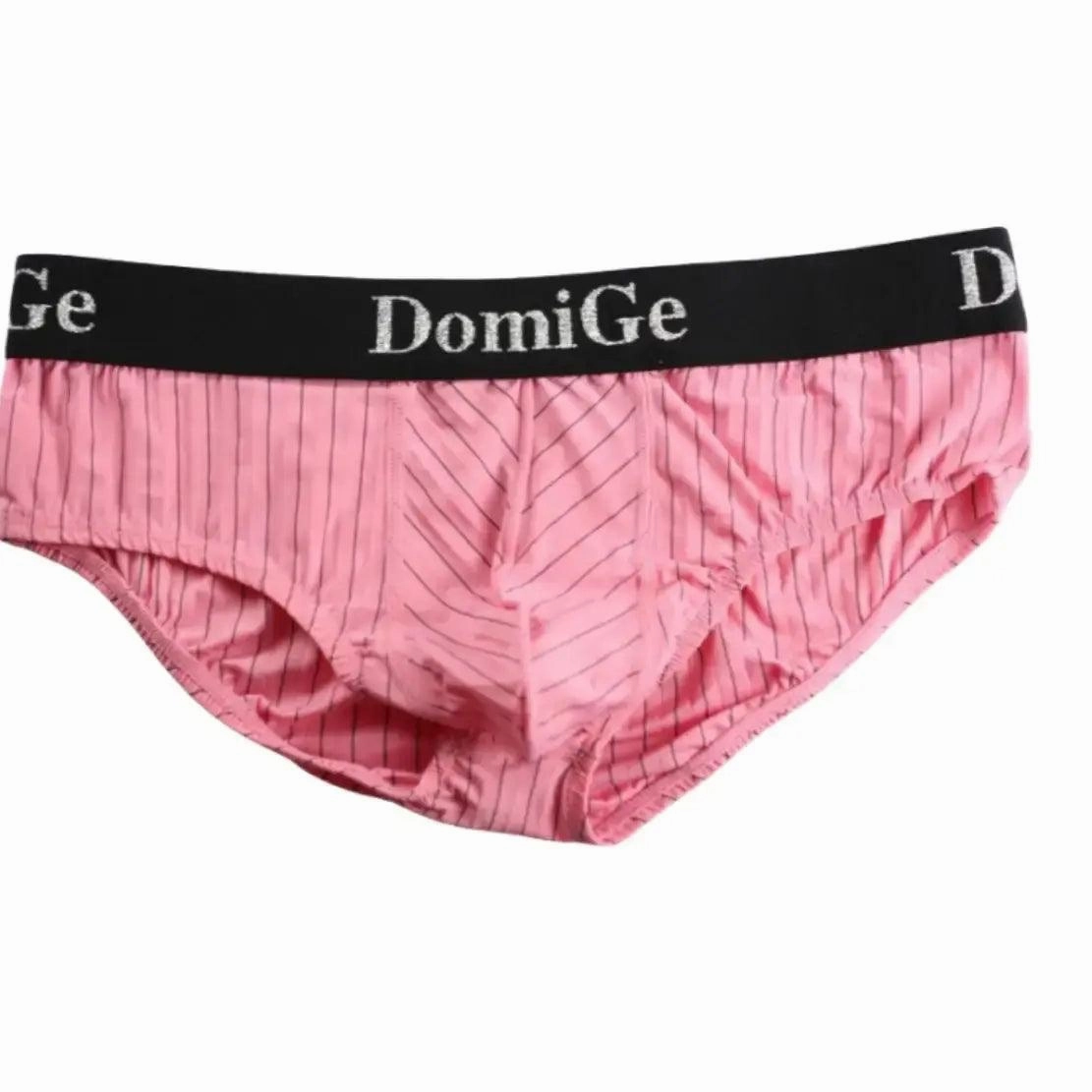 Men's Ice Silk Striped Mid-Waist Trunks Pouch Male Underwear