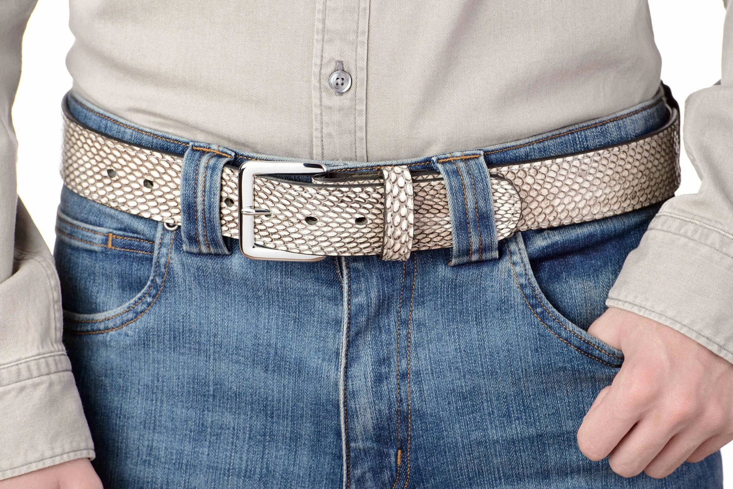 Men's Indonesian Spitting Cobra Leather Belt