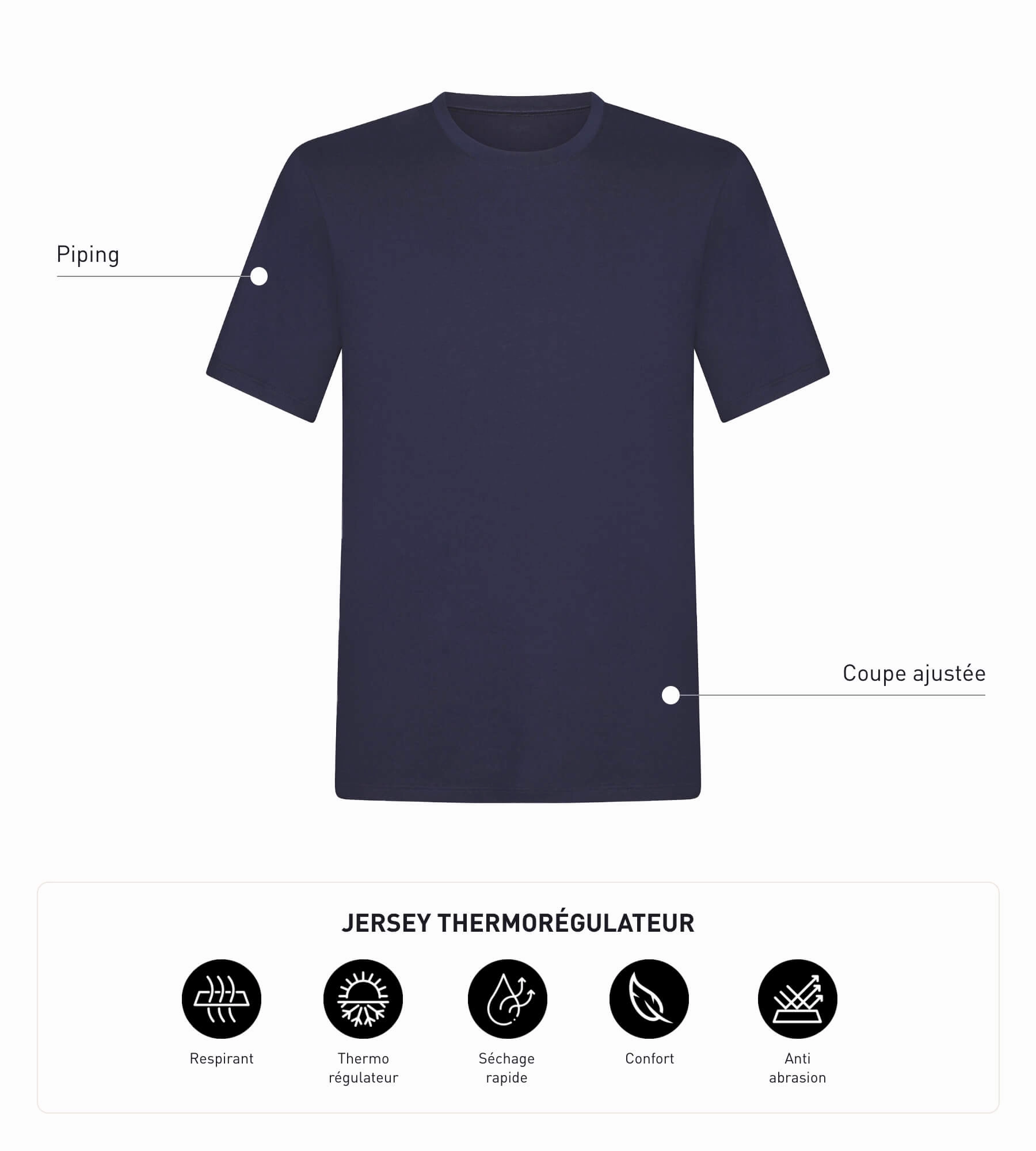 Men's thermoregulating jersey sports T-shirt Midnight Blue Dim Move