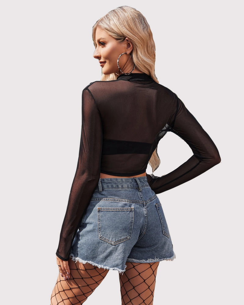 Mesh Y2K Crop Top