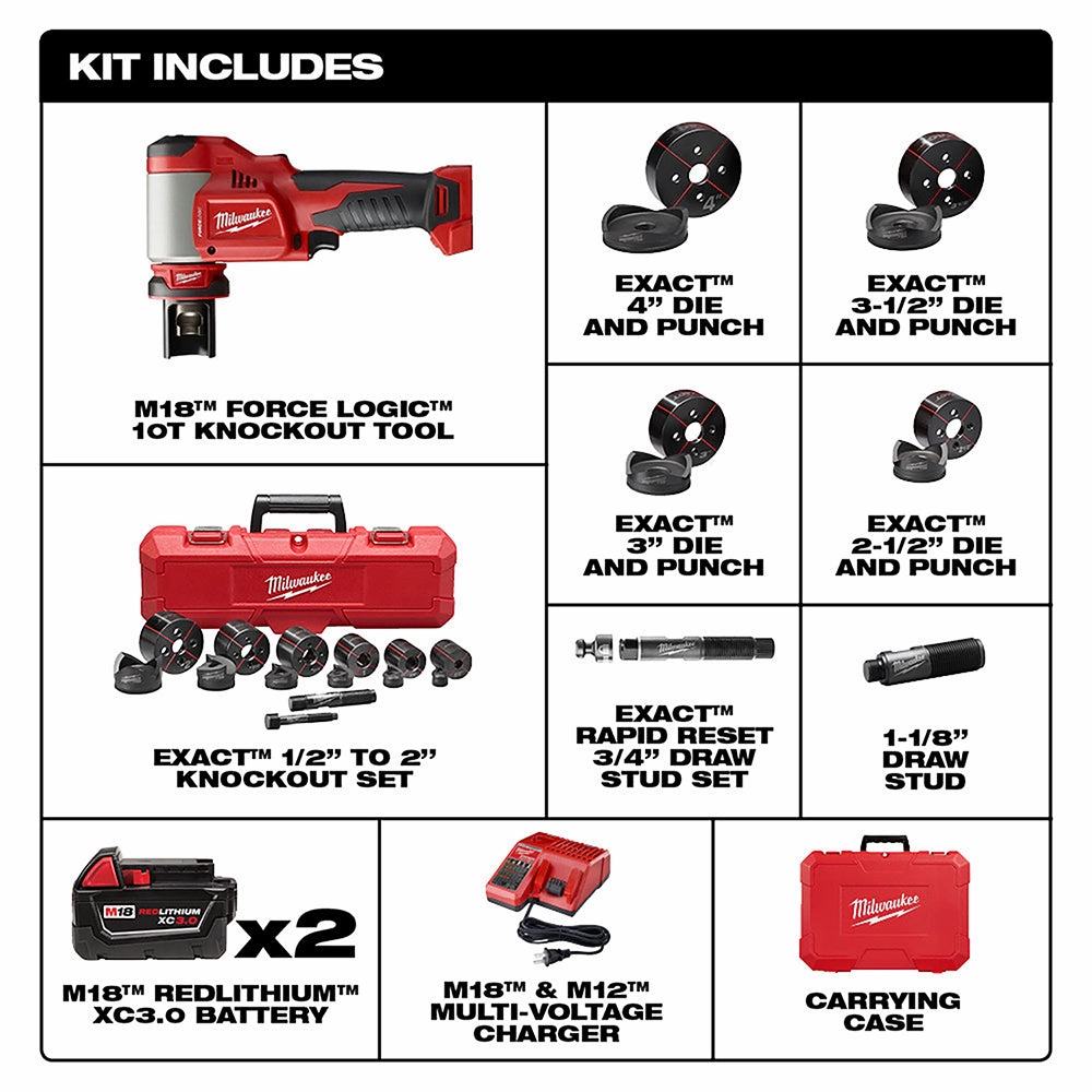 Milwaukee 2677-23FG M18 18V 6 Ton Knockout 1/2" - 4" Bundle w/ Quick Connect