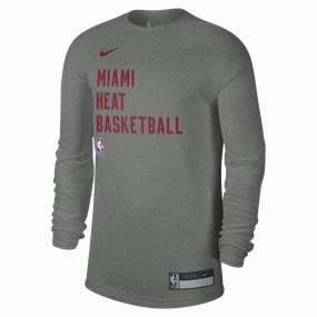 Nike Miami HEAT 2023-24 On-Court Grey Practice Long Sleeve Tee