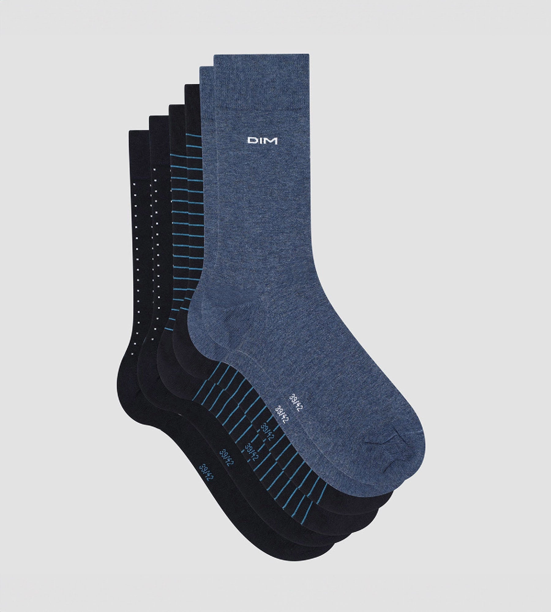 Pack of  3 pairs of men's cotton striped socks Blue Dots Cotton Style
