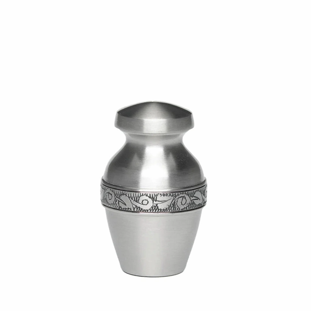 Pewter Urn with Jasmine Leaf Art