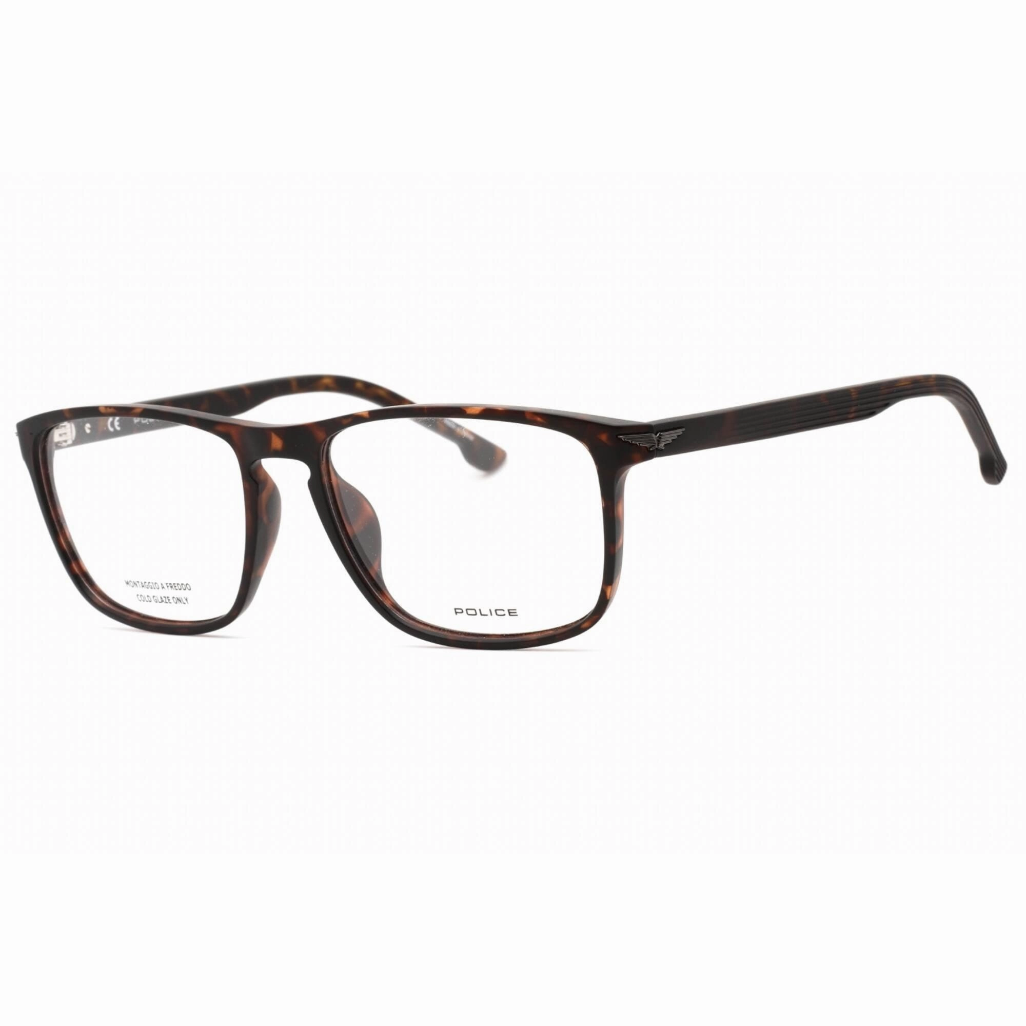 Police Men's Eyeglasses - Matte Dark Havana Rectangular Shape Frame | VPLA44 0878