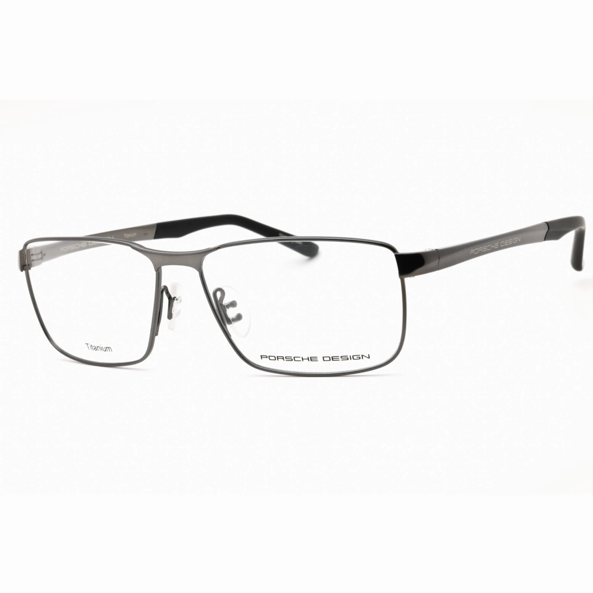 Porsche Men's Eyeglasses - Dark Grey Metal Rectangular Shape Full Rim Frame | P8273 D