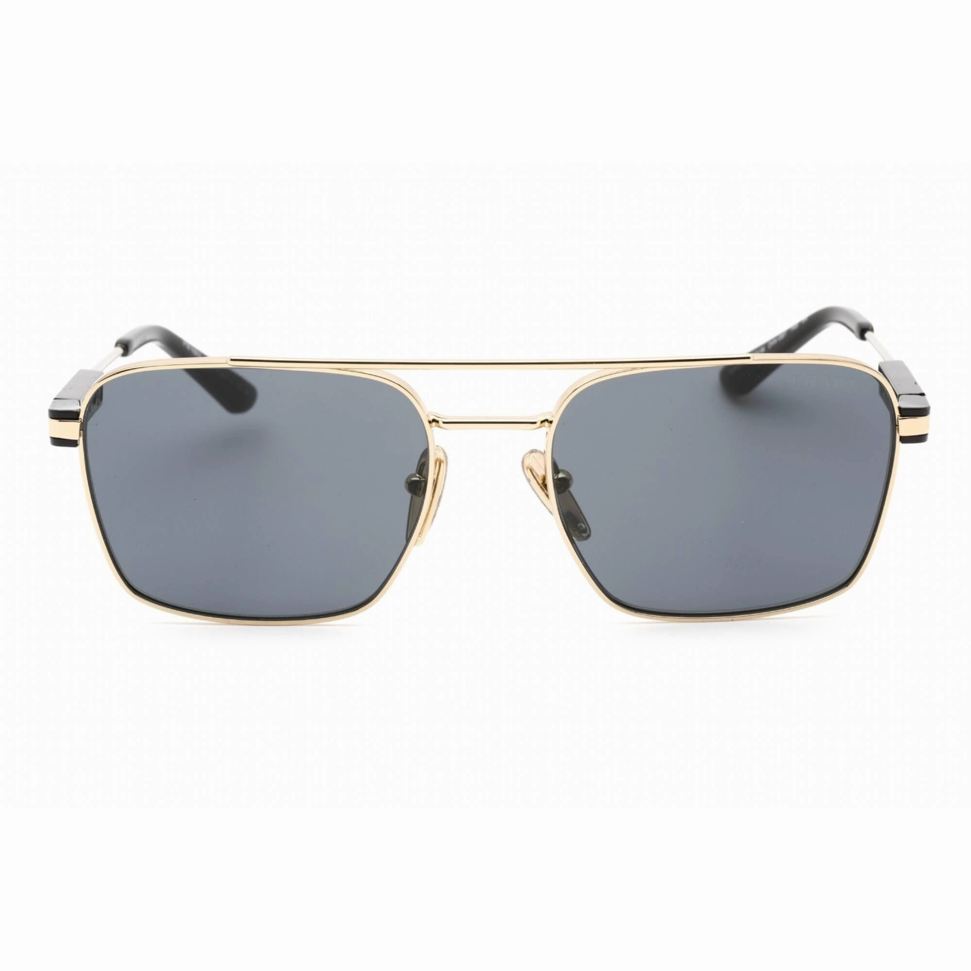 Prada Men's Sunglasses - Pale Gold Rectangular Frame Dark Grey Lens | 0PR 67ZS ZVN09T