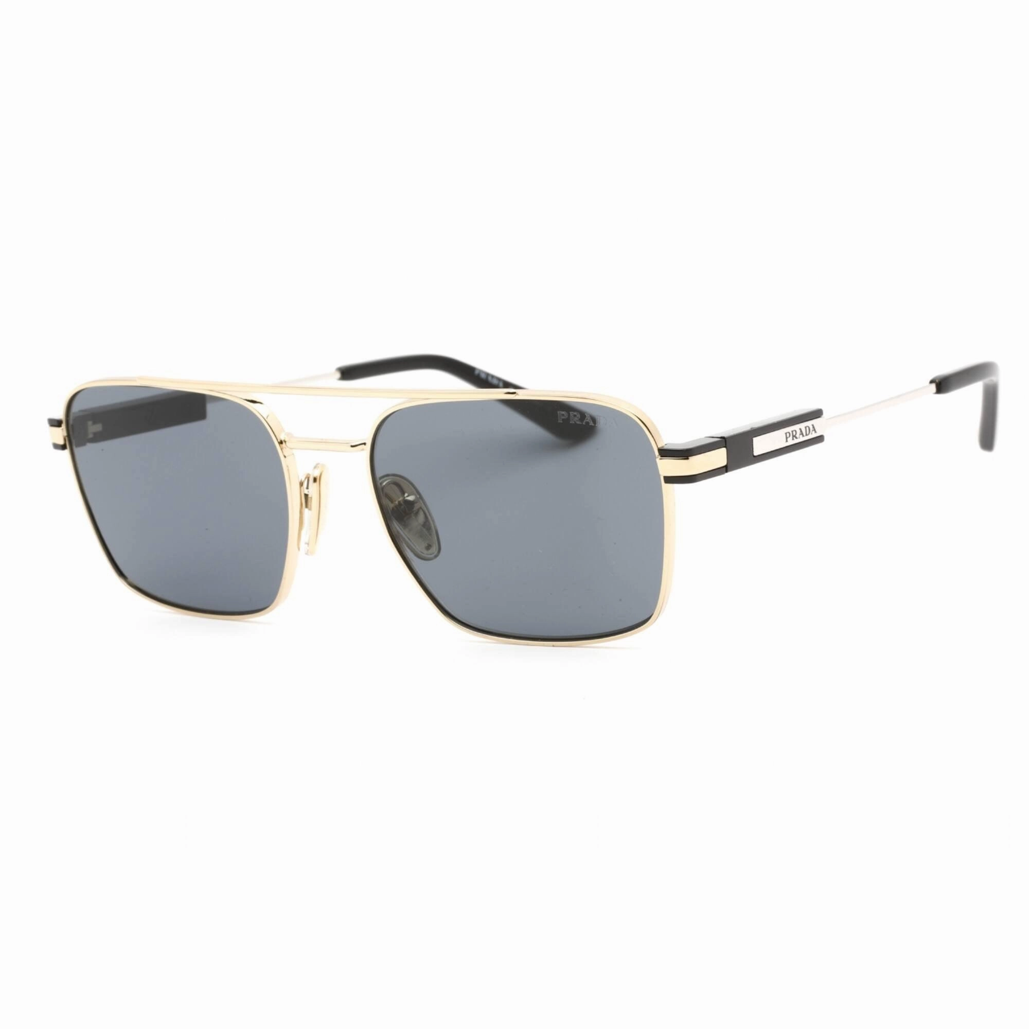 Prada Men's Sunglasses - Pale Gold Rectangular Frame Dark Grey Lens | 0PR 67ZS ZVN09T