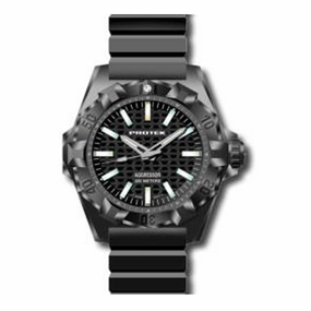 Protek Men's Watch - Aggressor Carbon Composite Case Black Dial Rubber Strap | 4001