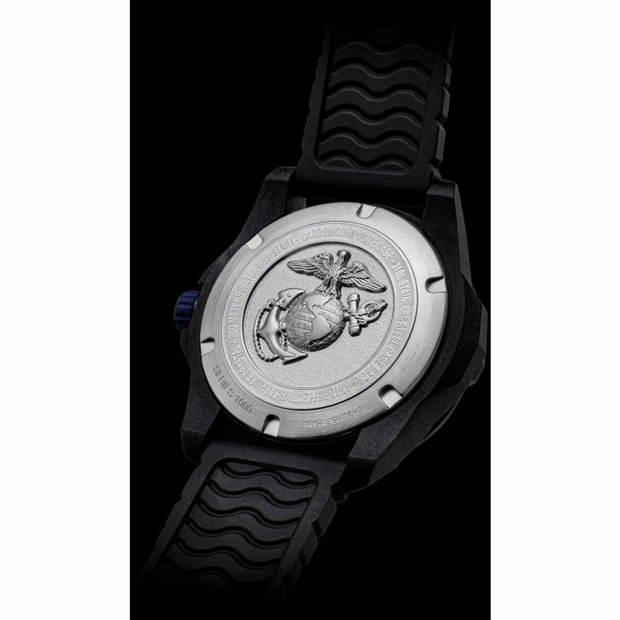 ProTek Men's Watch - USMC Series Quartz Black and Red Dial Rubber Strap Dive | 1012
