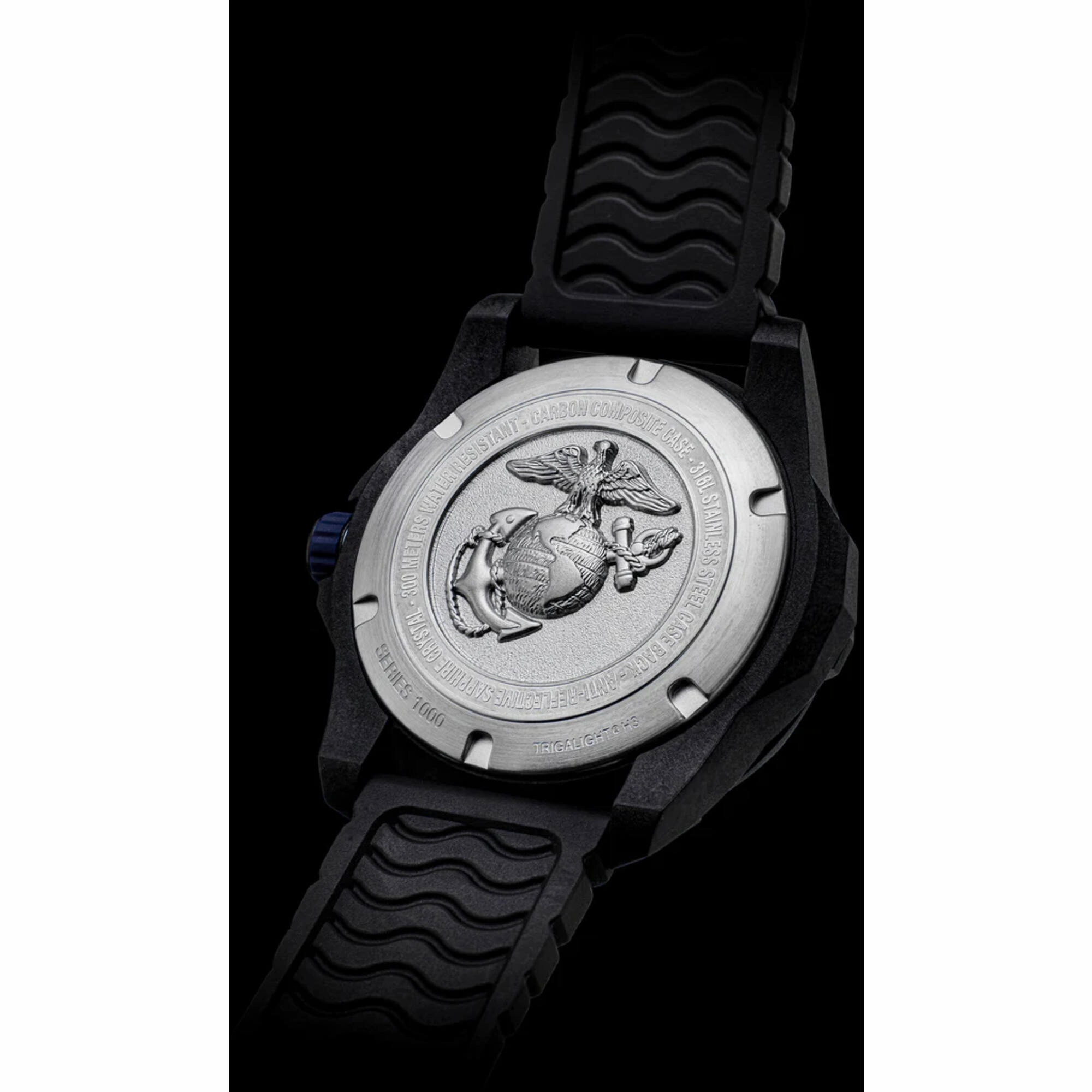 ProTek Men's Watch - USMC Series Quartz Black Dial Red Genuine Rubber Strap | 1012R