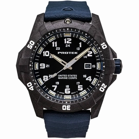 ProTek Men's Watch - USMC Series Quartz Blue Genuine Rubber Strap Date Dive | 1013B