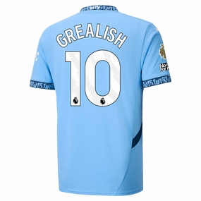 Puma Manchester City Jack Grealish Authentic Home Jersey w/ EPL   No Room For Racism Patch 24/25 (Team Light Blue/Marine Blue)