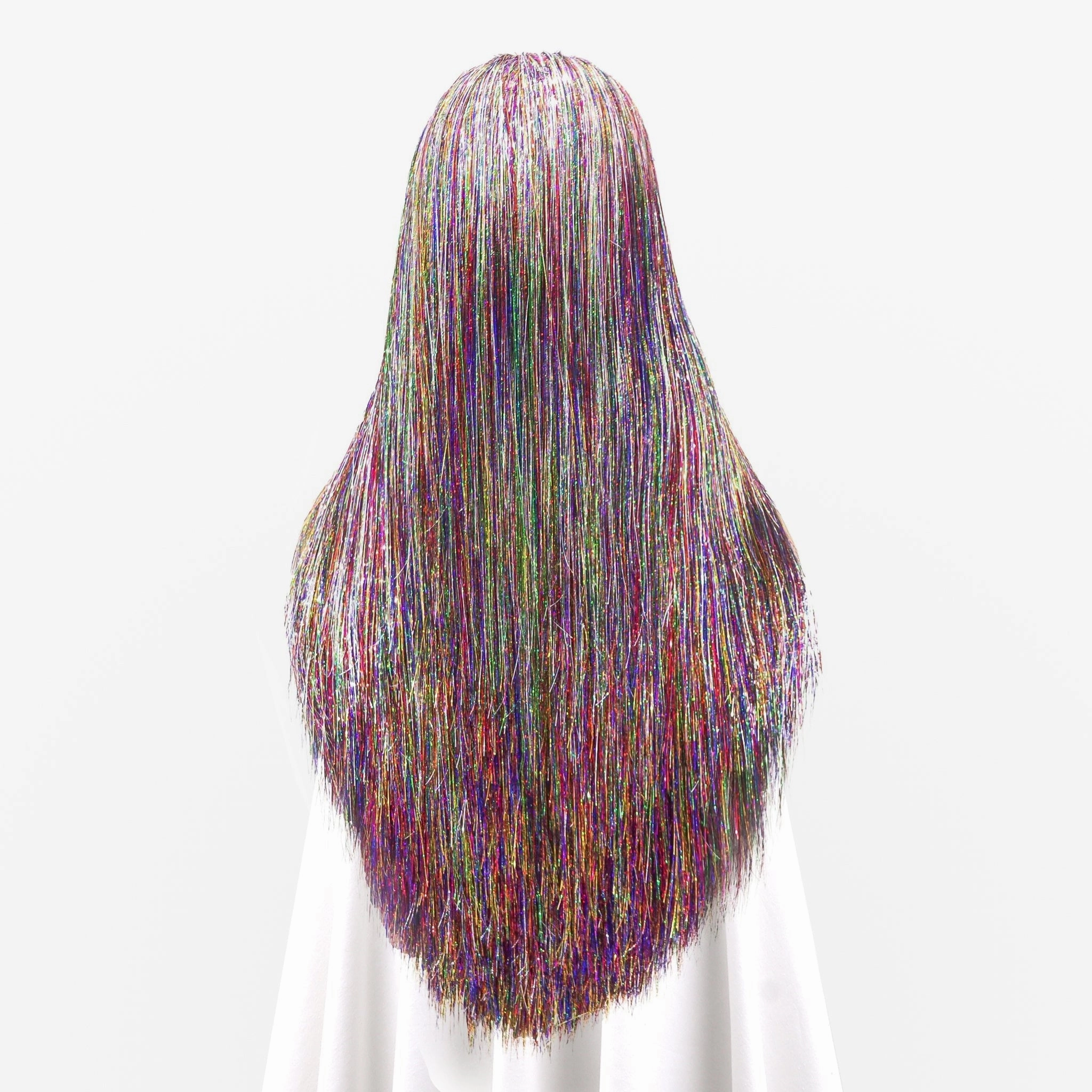 Rainbow Full Tinsel  Long Straight Drag Queen Wig