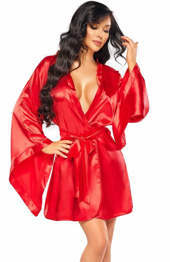 Red satin robe - Kandi