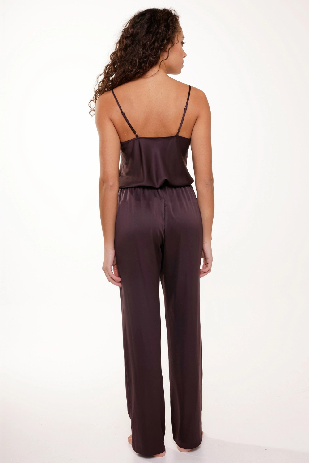 Satin Cami Top & Pants Pyjama Set Dark Pepper