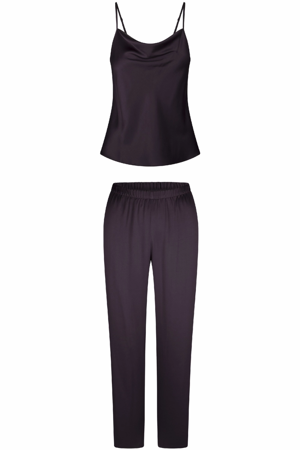 Satin Cami Top & Pants Pyjama Set Dark Pepper