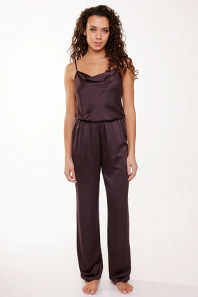 Satin Cami Top & Pants Pyjama Set Dark Pepper