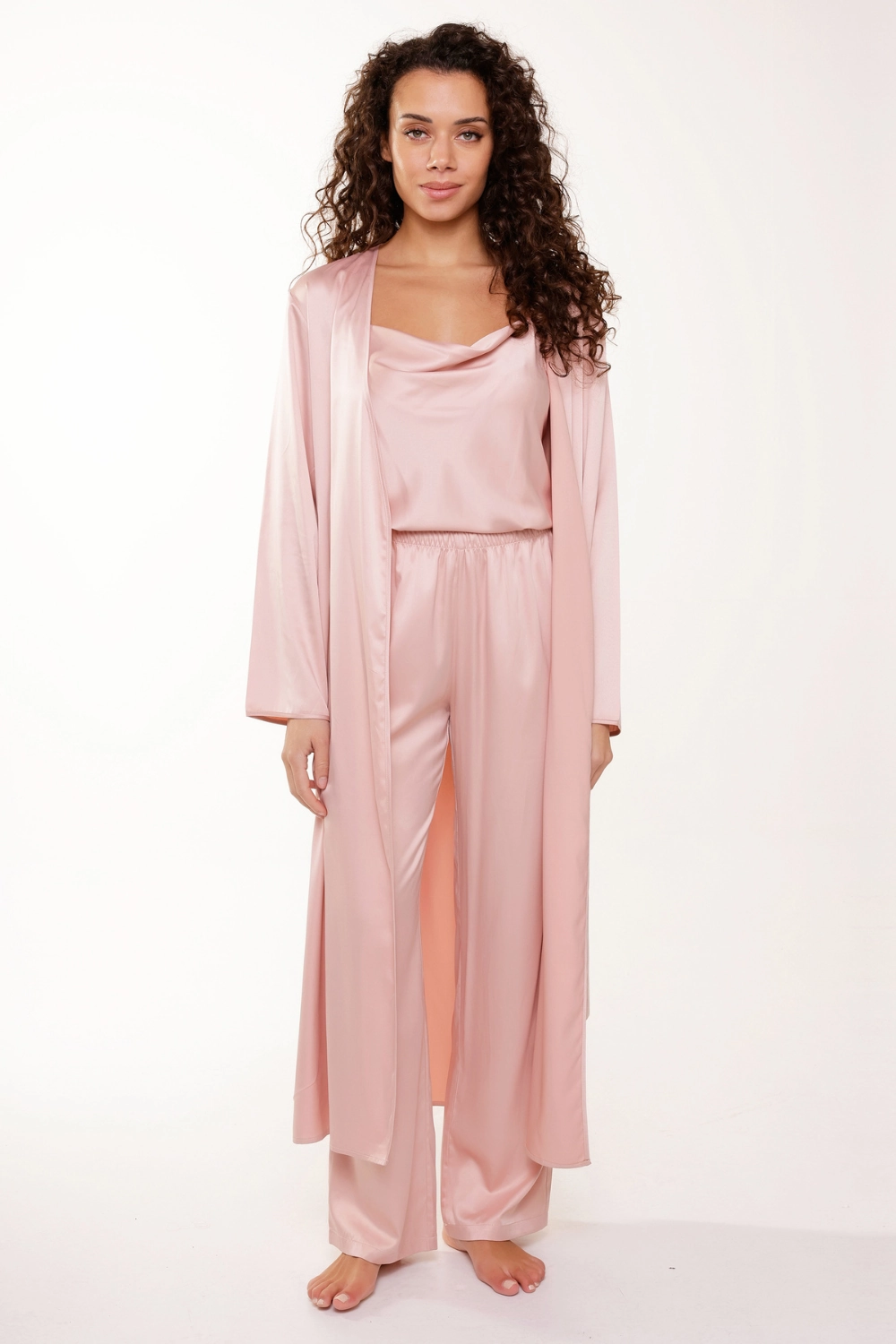 Satin Cami Top & Pants Pyjama Set Rose Smoke