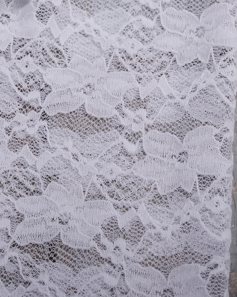See-through Long Sleeve Lace Blouse Set