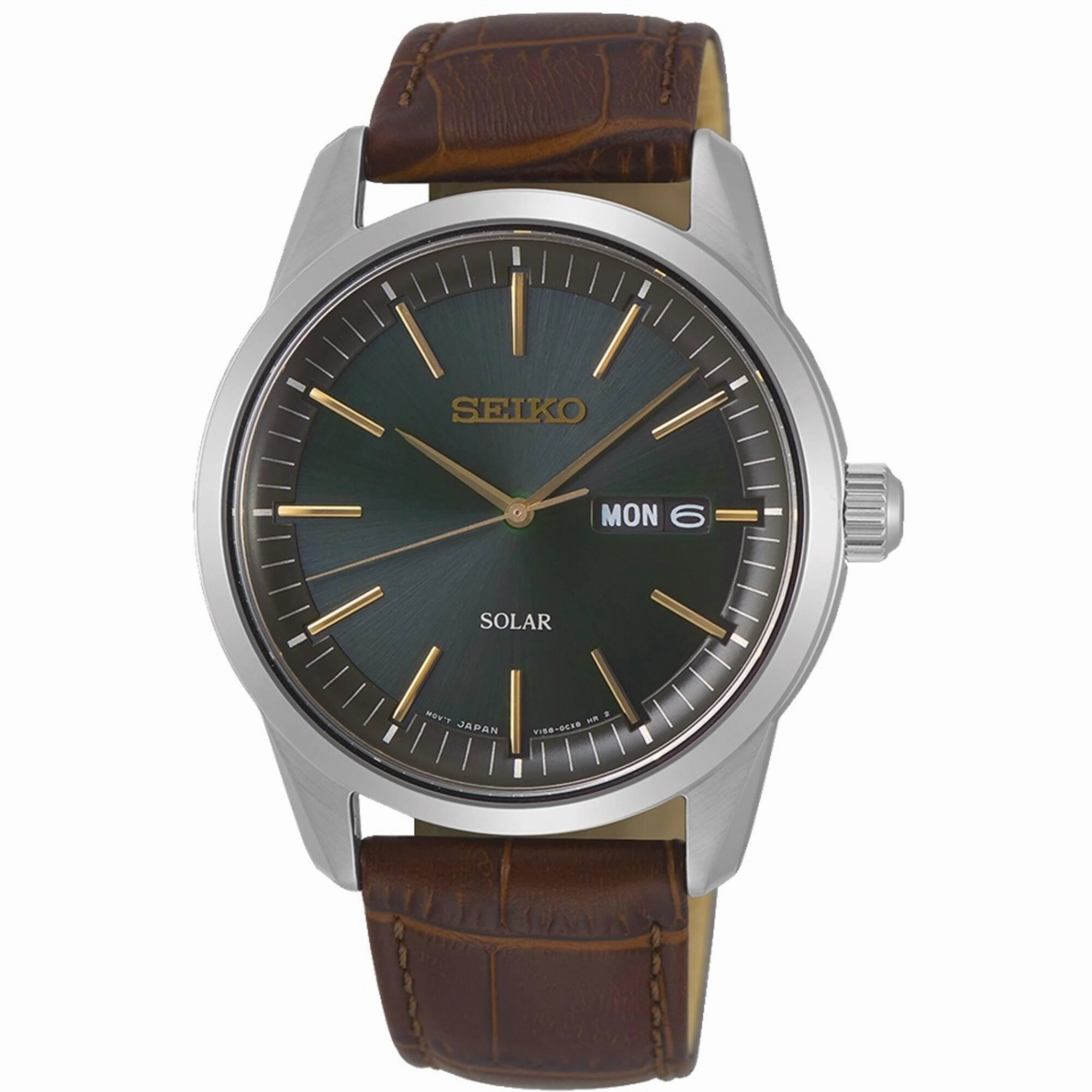 Seiko Men's Watch - Conceptual Dark Green Dial Brown Genuine Leather Strap | SNE529
