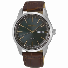 Seiko Men's Watch - Conceptual Dark Green Dial Brown Genuine Leather Strap | SNE529