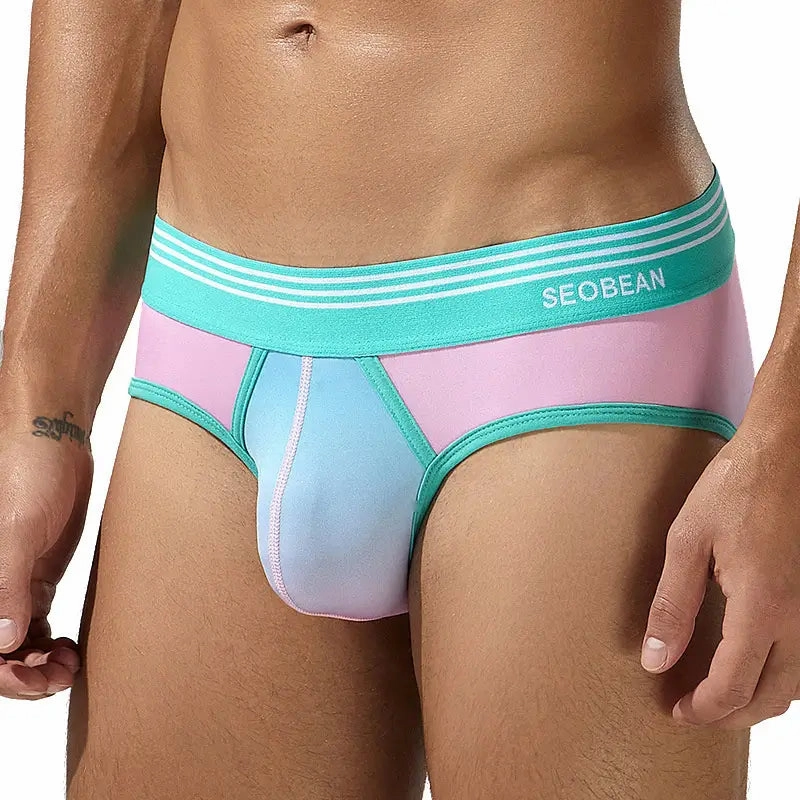 Seobean Men's Gradient Color Briefs - Stylish & Comfortable Sexy Male Underwear 240106