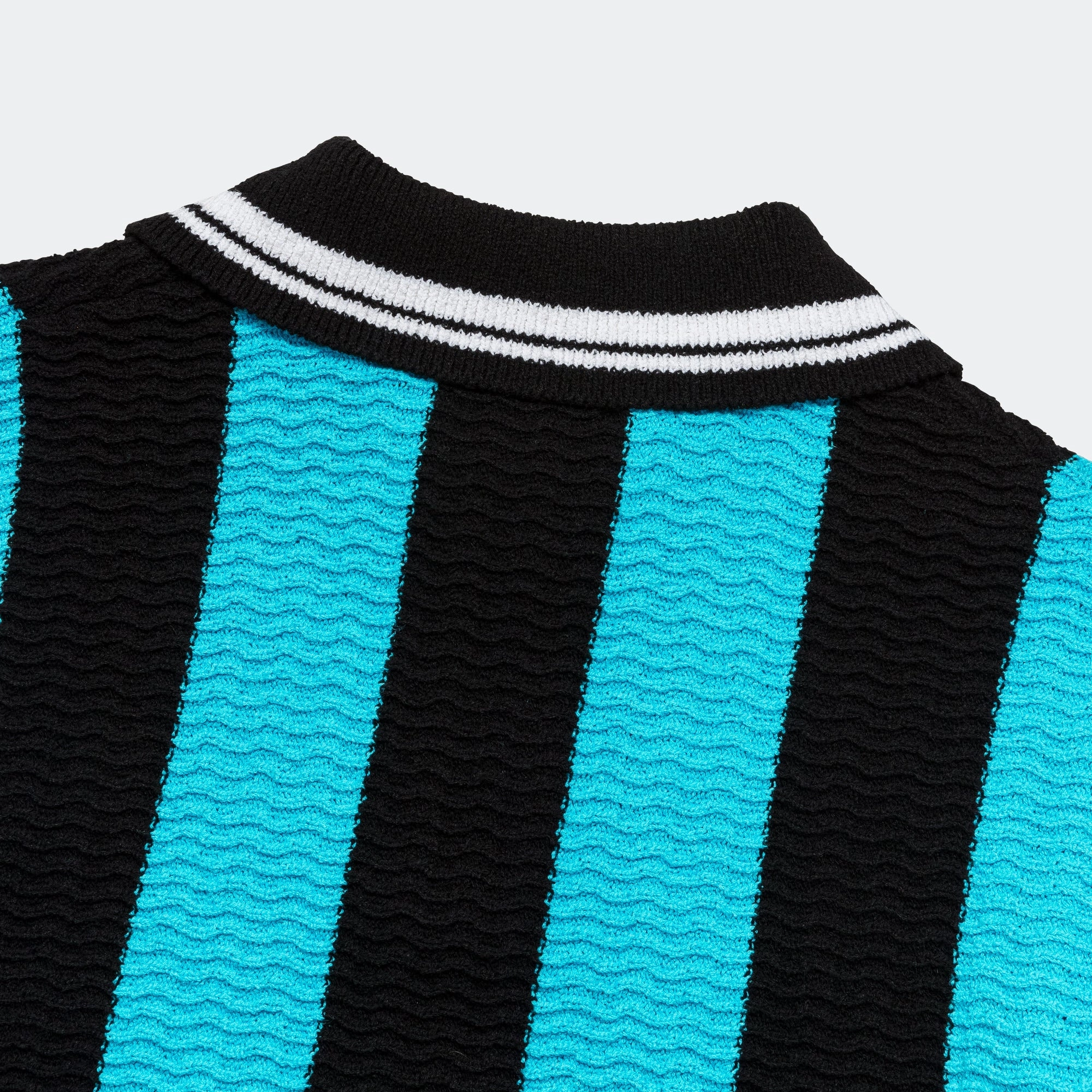 Stripe Soccer Polo Sweater - Black/Blue