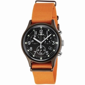 Timex Men's Watch - MK1 Quartz Chronograph Black Dial Orange Nylon Strap | TW2T10600