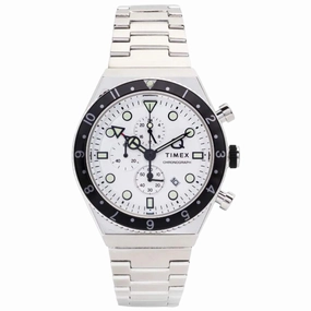 Timex Men's Watch - Q Chronograph White Dial Stainless Steel Bracelet | TW2V69900