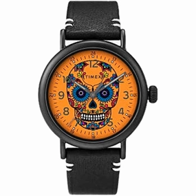 Timex Men's Watch - Standard Dia De Los Muertos Black Leather Strap | TW2U95300VQ