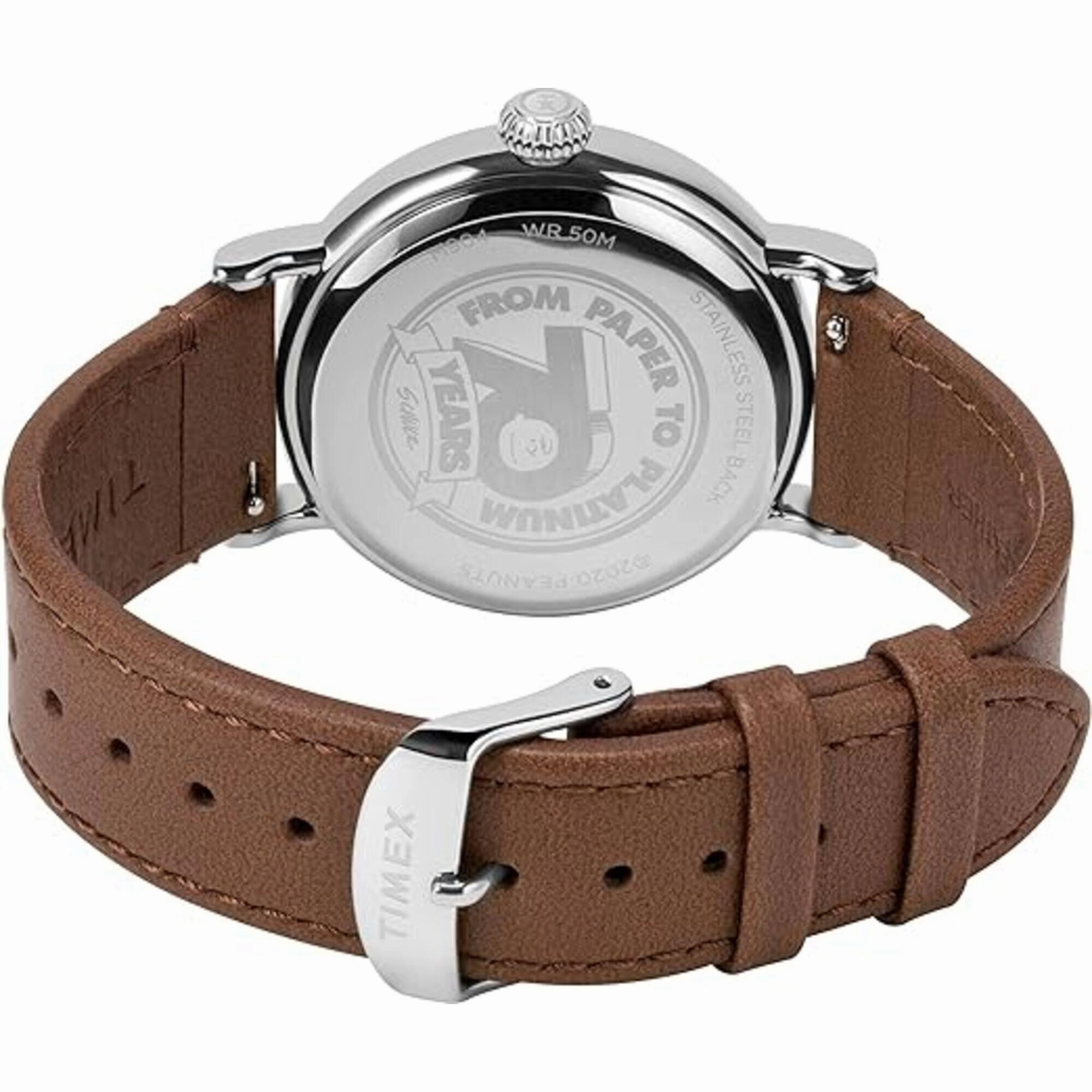 Timex Men's Watch - Standard Peanuts Cream Dial Brown Leather Strap | TW2V32800JR