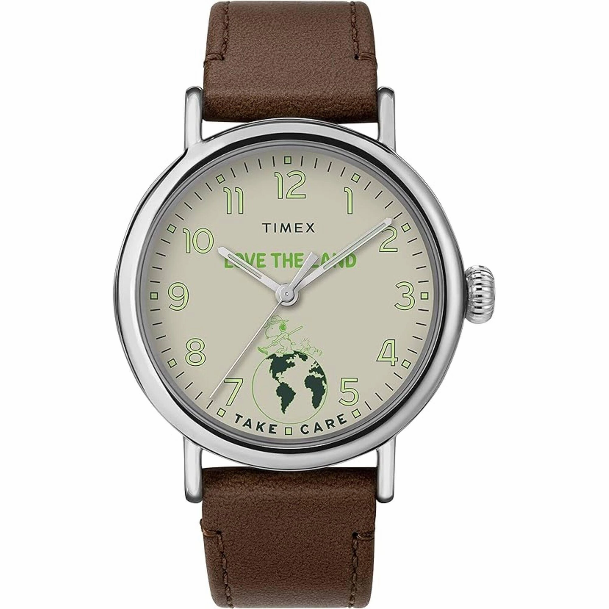 Timex Men's Watch - Standard Peanuts Cream Dial Brown Leather Strap | TW2V32800JR