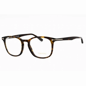 Tom Ford Men's Eyeglasses - Dark Havana Acetate Square Full Rim Frame | FT5505 52