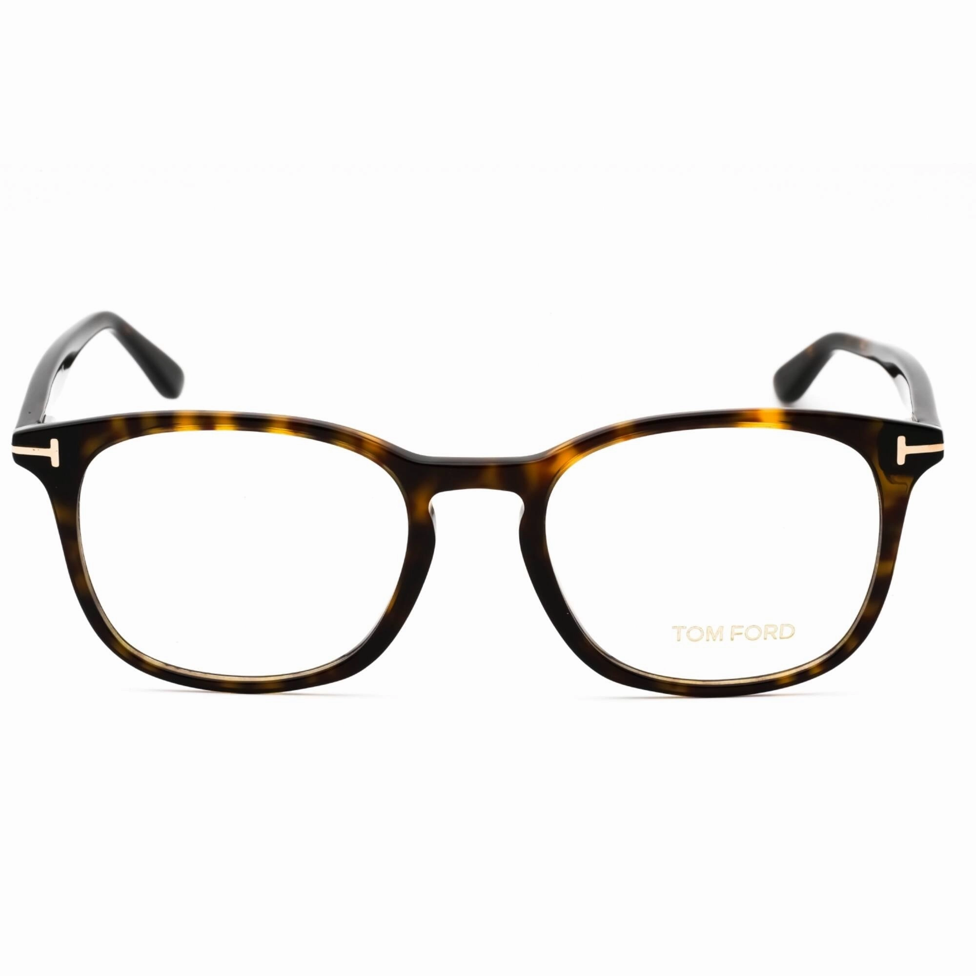 Tom Ford Men's Eyeglasses - Dark Havana Acetate Square Full Rim Frame | FT5505 52