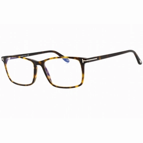Tom Ford Men's Eyeglasses - Shiny Dark Havana Plastic Rectangular Frame | FT5584-B 052