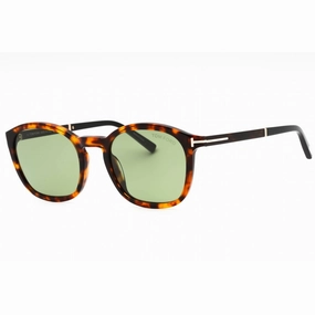 Tom Ford Men's Sunglasses - Dark Havana Round Full Rim Frame Green Lens | FT1020 52N