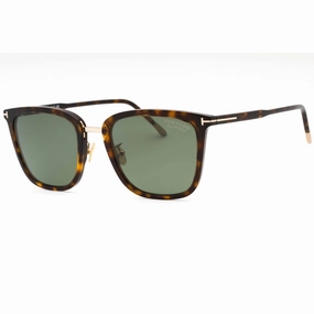 Tom Ford Men's Sunglasses - Dark Havana Square Plastic Frame Green Lens | FT0949-D 52R