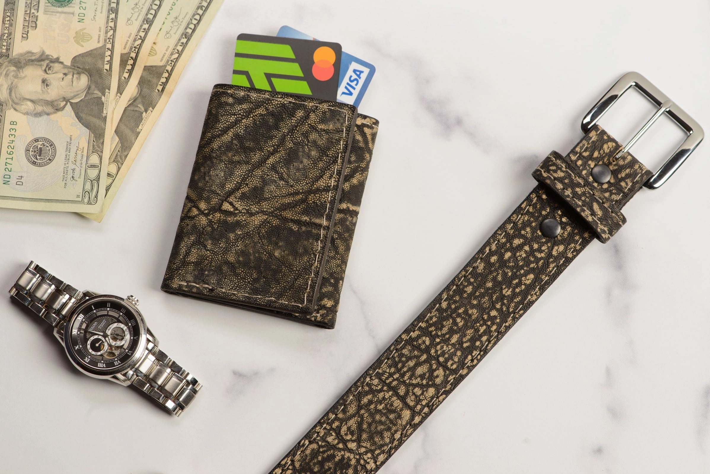 Tree Bark Elephant Trifold Wallet