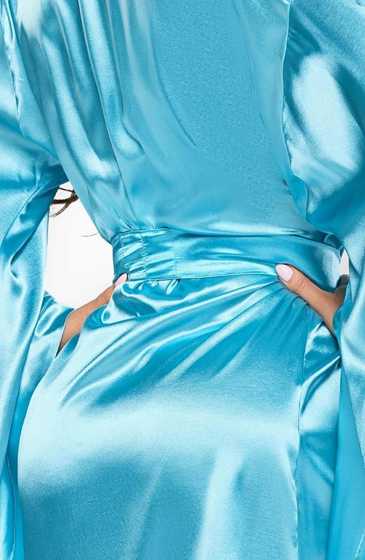 Turquoise satin robe - Sara