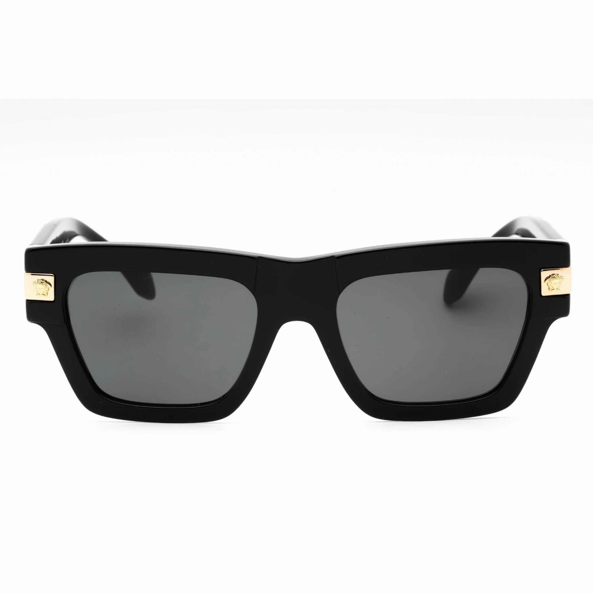 Versace Men's Sunglasses - Black/Gold Plastic Square Full Rim Frame | 0VE4464 GB1/87