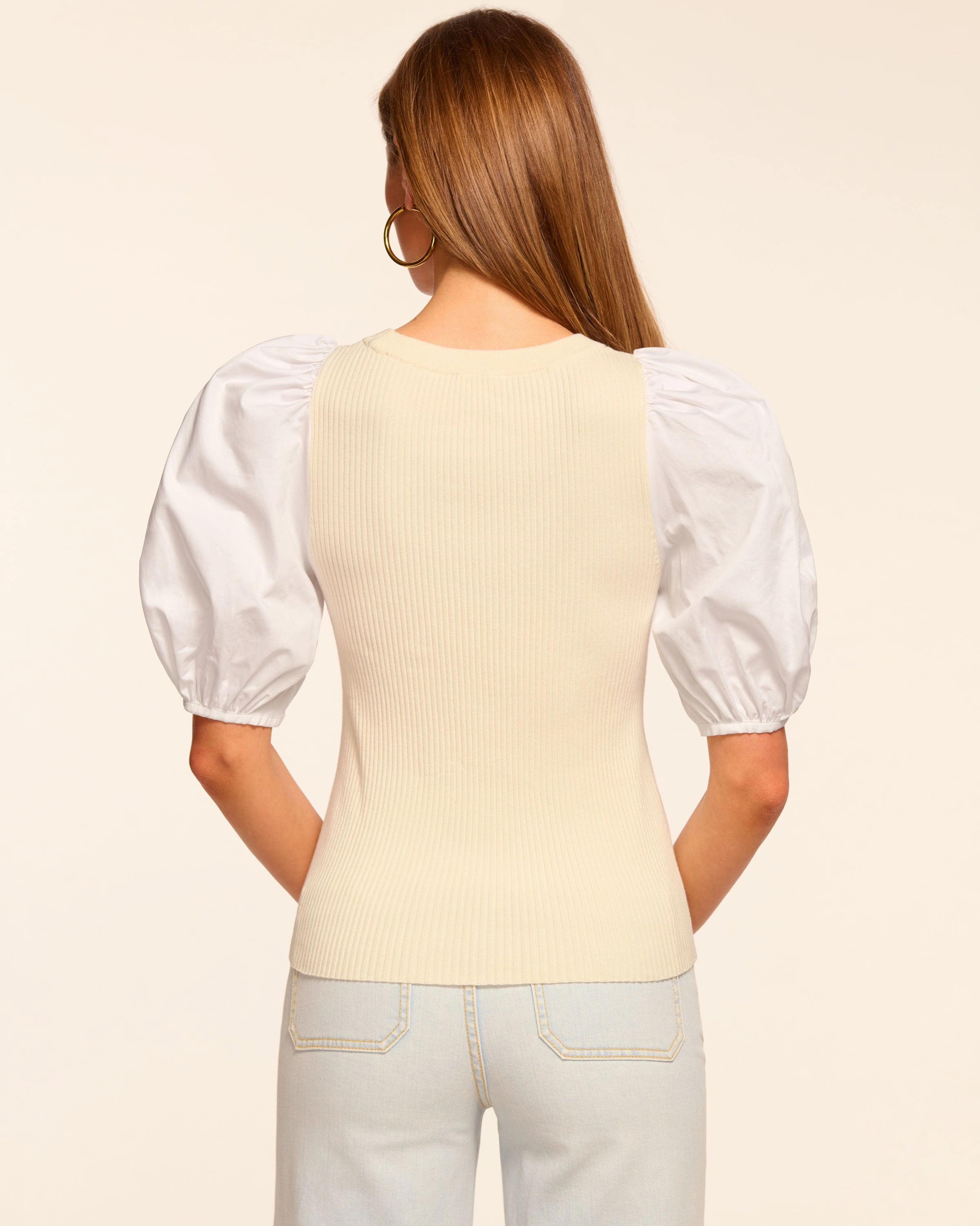 Wesley Knit Combo Puff Sleeve Top