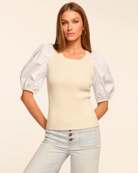 Wesley Knit Combo Puff Sleeve Top